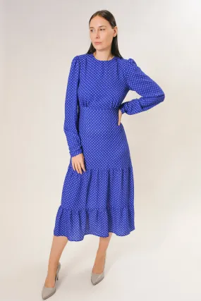 POLKA DOT LONG SLEEVE TIERED DRESS