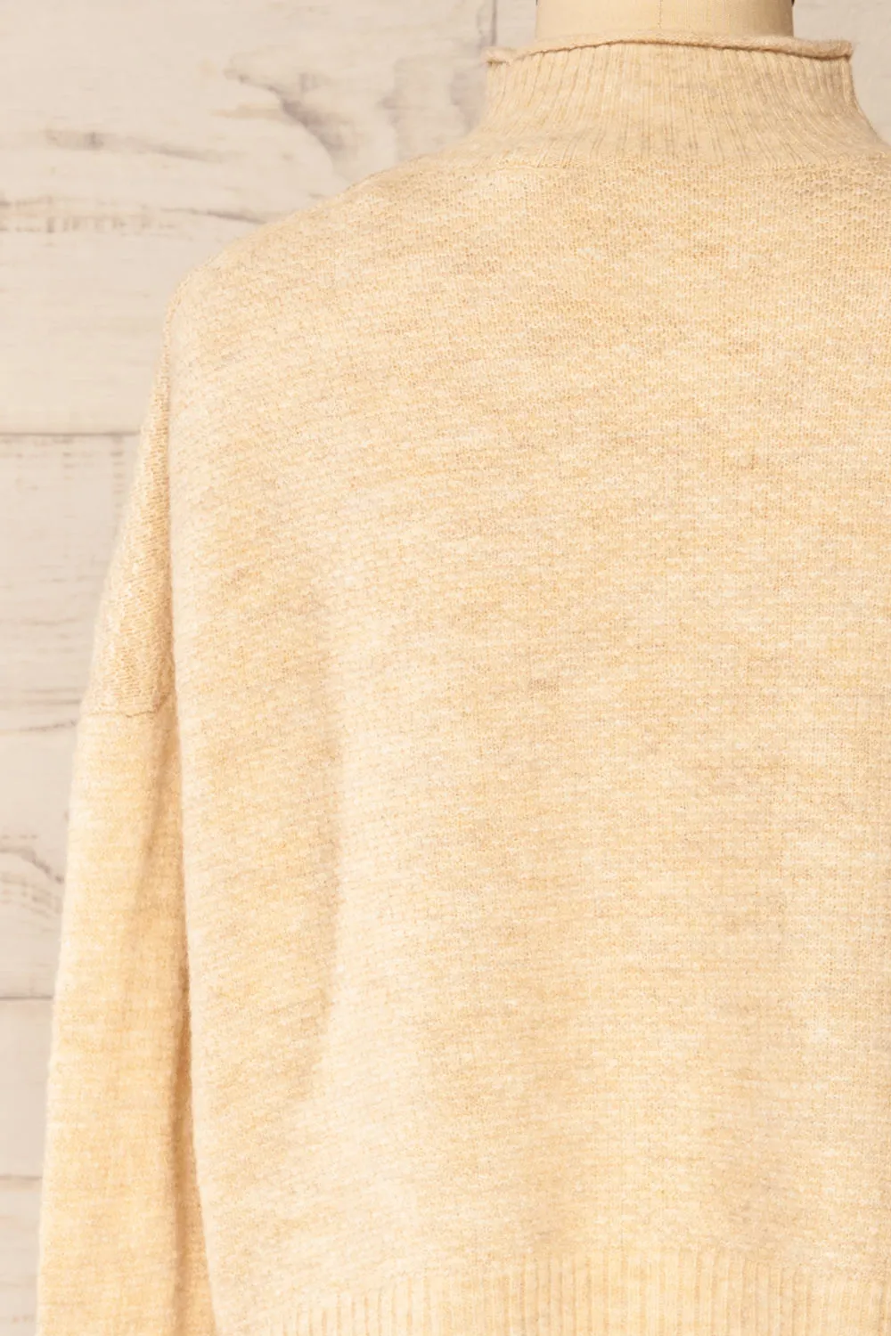 Pori Beige | Soft Knit Mock Neck Sweater