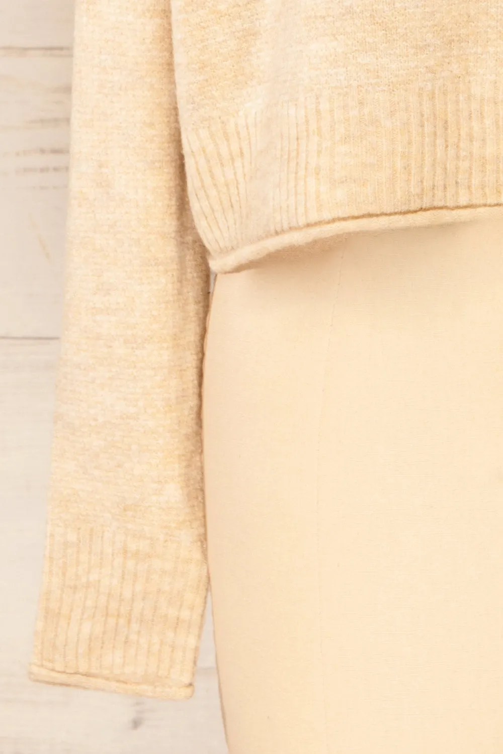 Pori Beige | Soft Knit Mock Neck Sweater