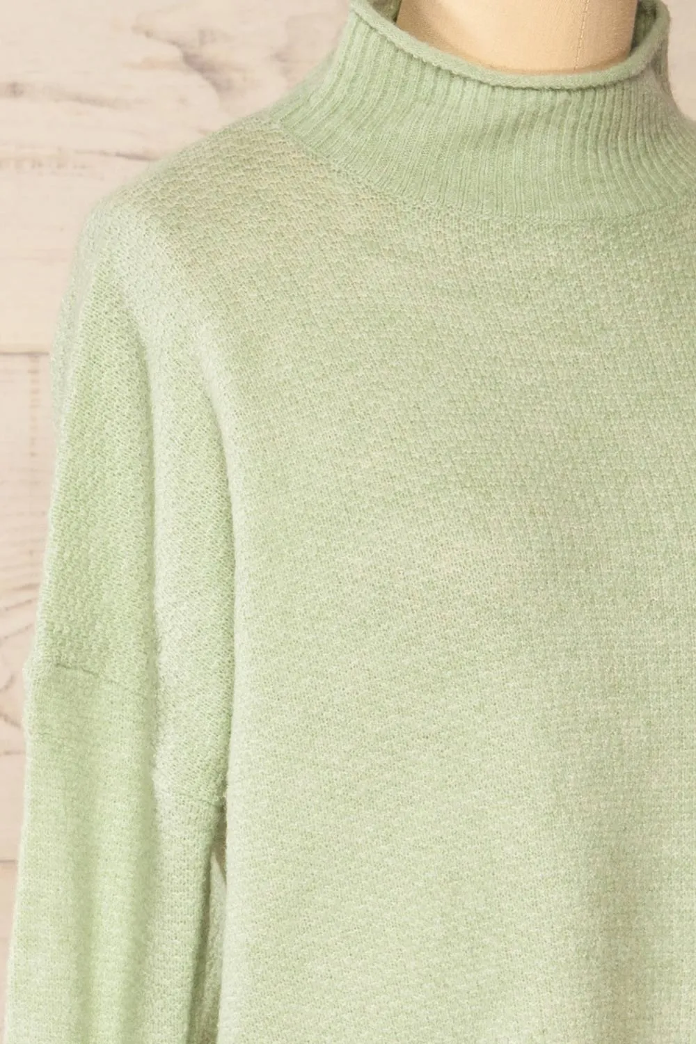 Pori Mint | Soft Knit Mock Neck Sweater