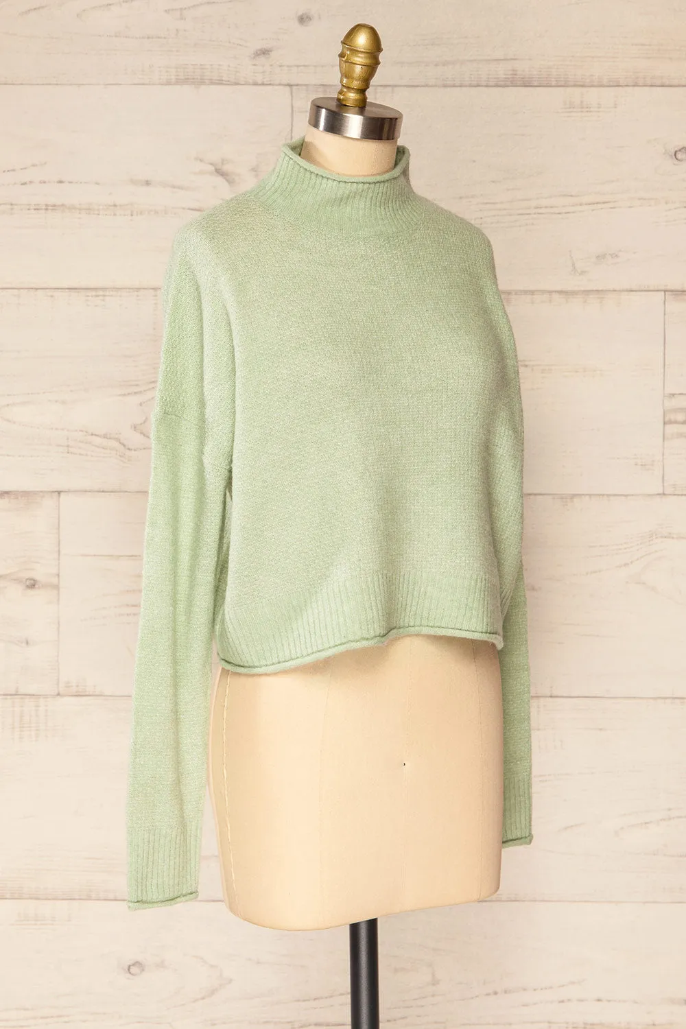 Pori Mint | Soft Knit Mock Neck Sweater