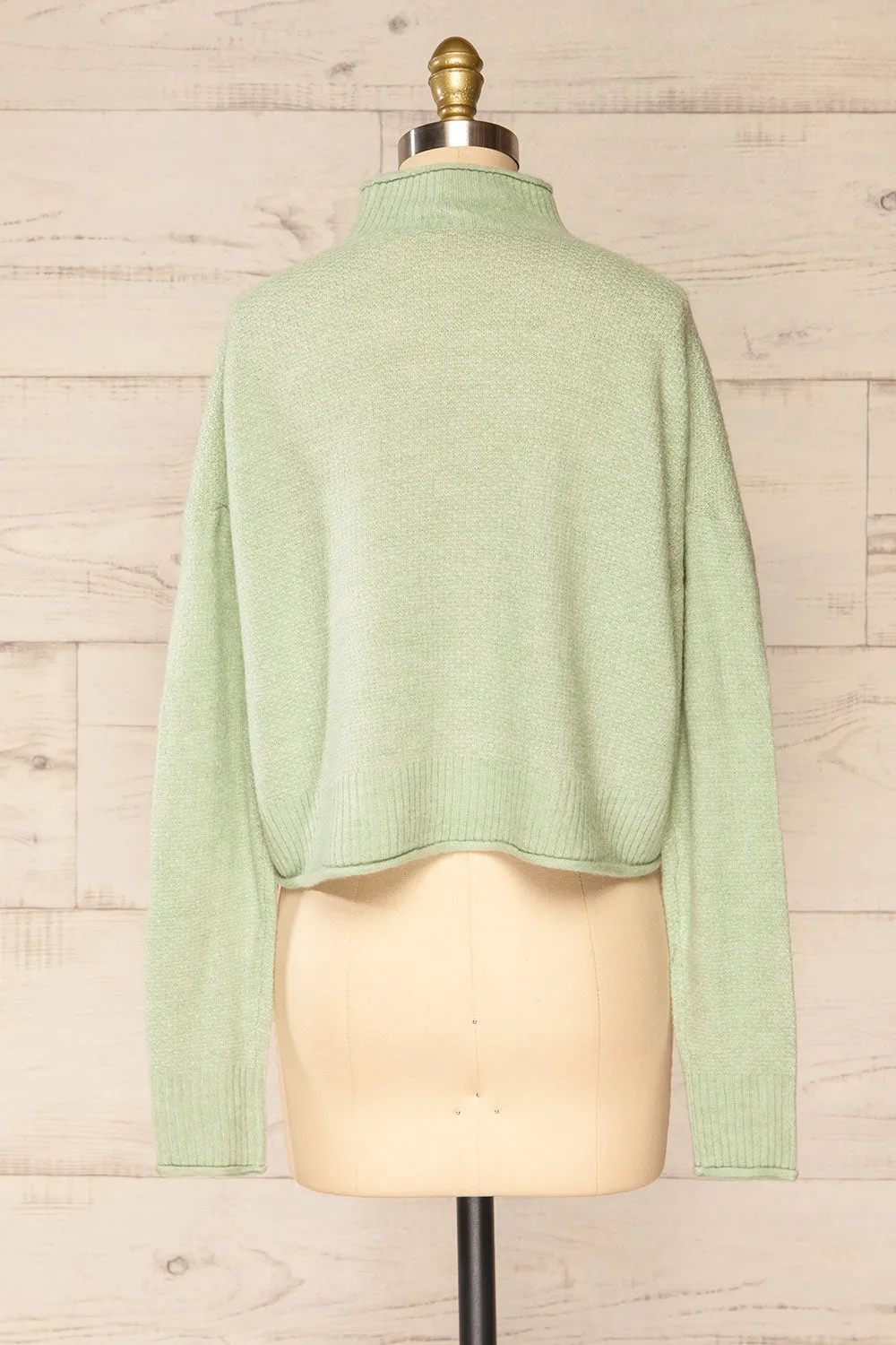 Pori Mint | Soft Knit Mock Neck Sweater