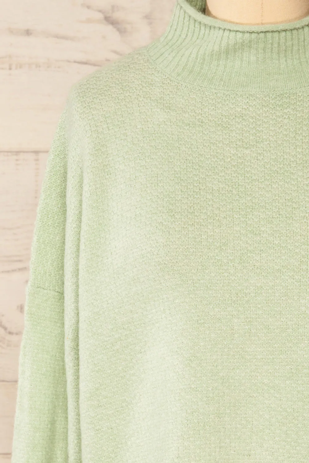 Pori Mint | Soft Knit Mock Neck Sweater