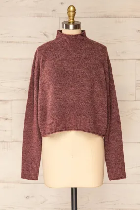 Pori Wine | Soft Knit Mock Neck Sweater