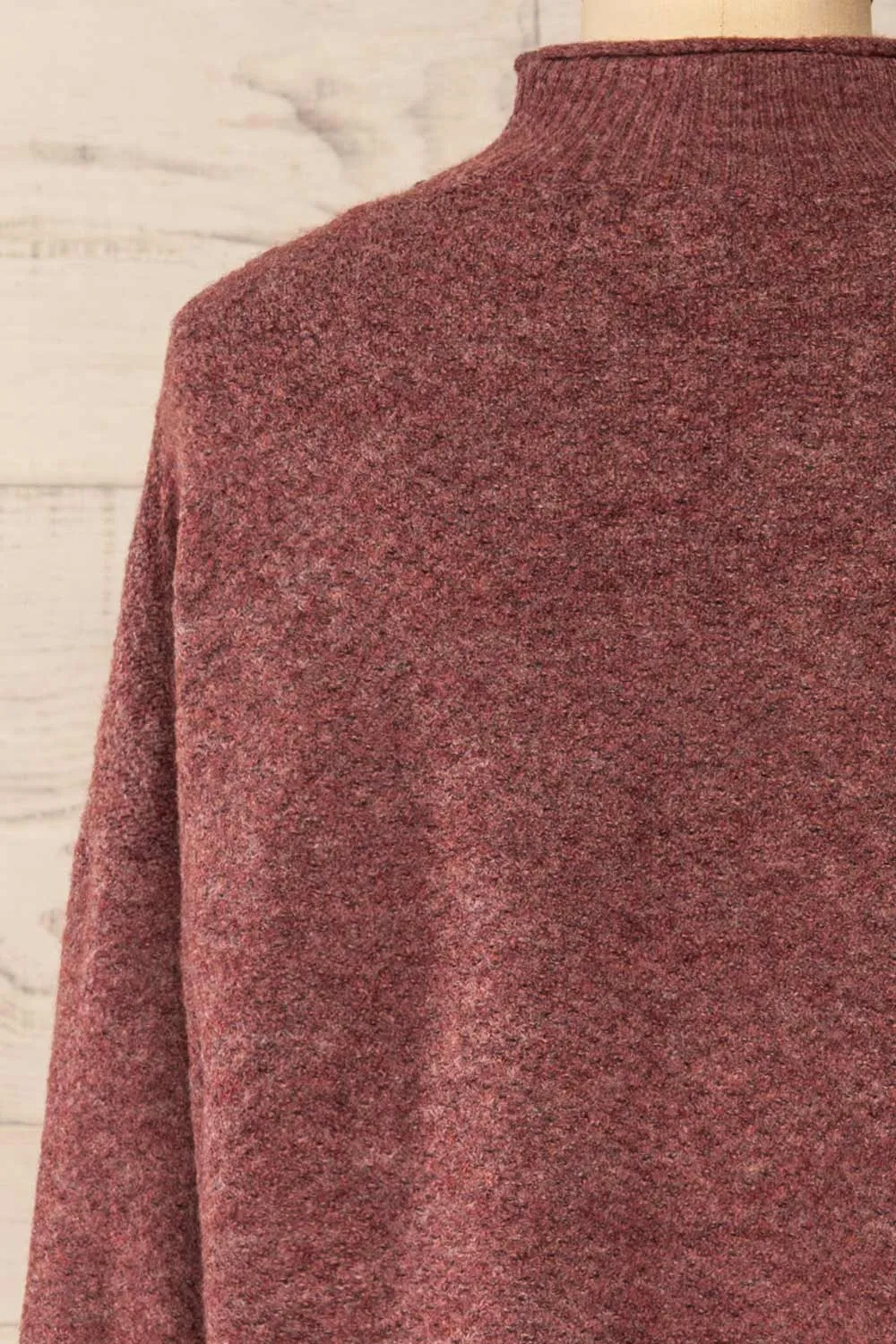 Pori Wine | Soft Knit Mock Neck Sweater