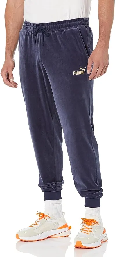 PUMA Men's Gold Trimmed Velour Track Pants