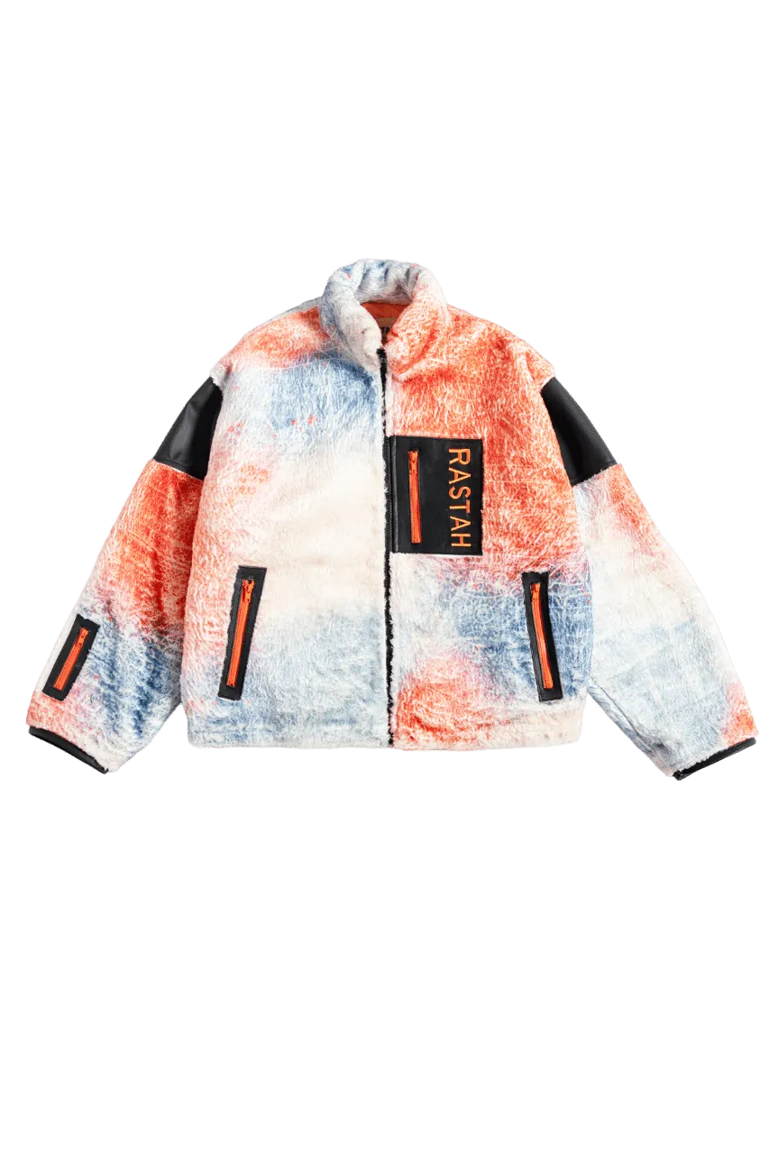 "MARCH IN ROMA" PRINTED FAUX FUR JACKET