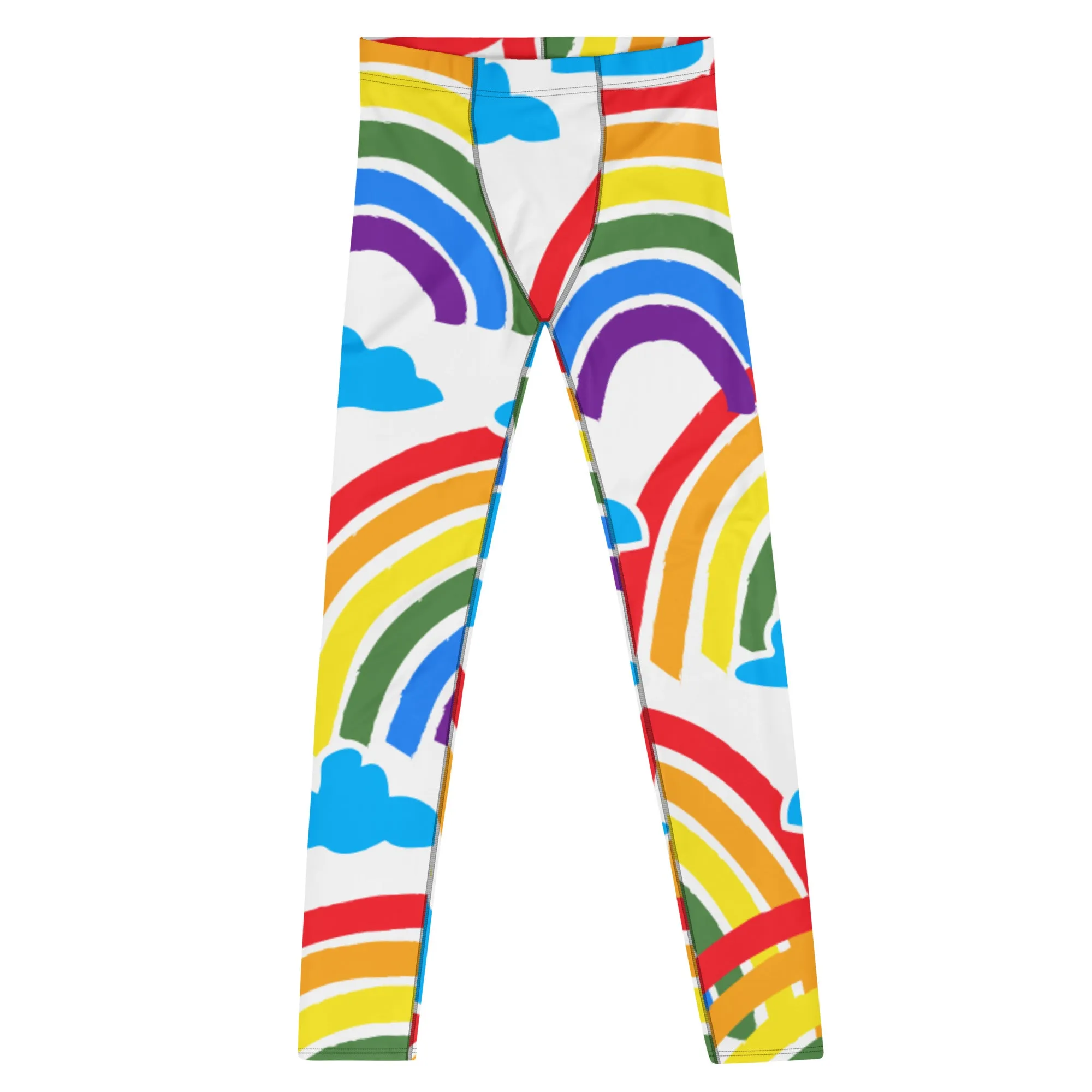 Rainbow Striped Men's Leggings, Best Gay Pride Best Men's Leggings Pride Outfits-Made in USA/EU/MX