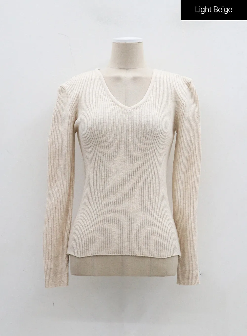 Ribbed Knit V-Neck Top OJ325