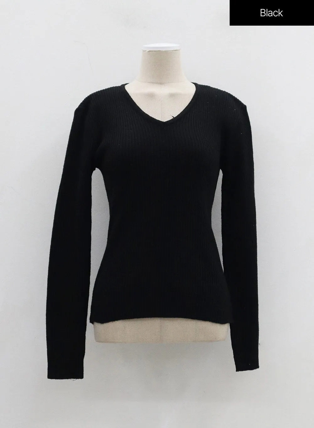 Ribbed Knit V-Neck Top OJ325