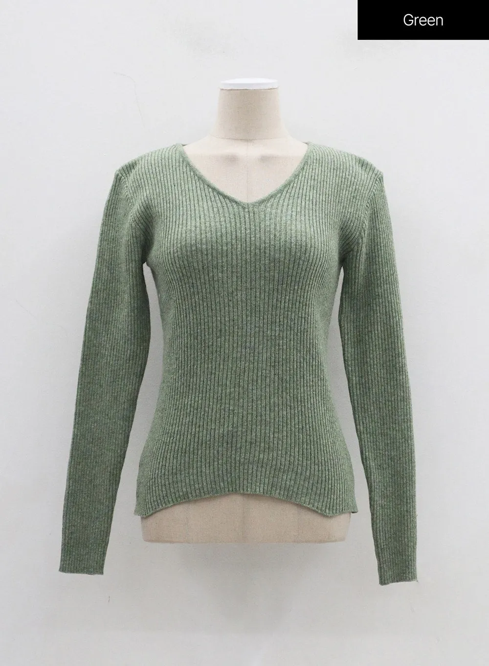 Ribbed Knit V-Neck Top OJ325