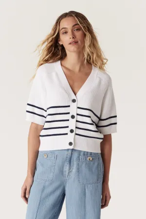 Riviera Cotton Knit Top - Navy Stripe