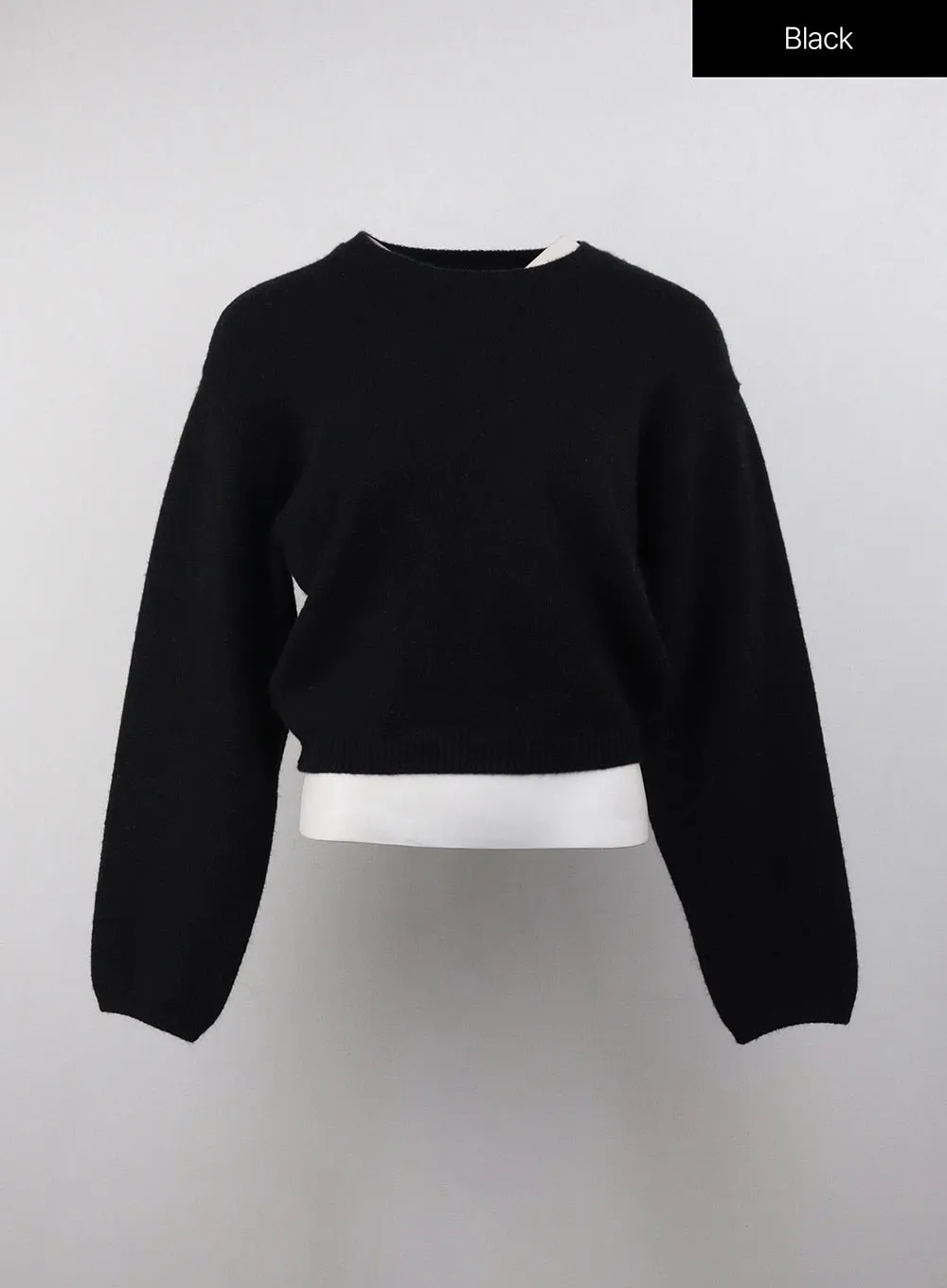 Round Neck Knitted Long Sleeve Sweater OJ415