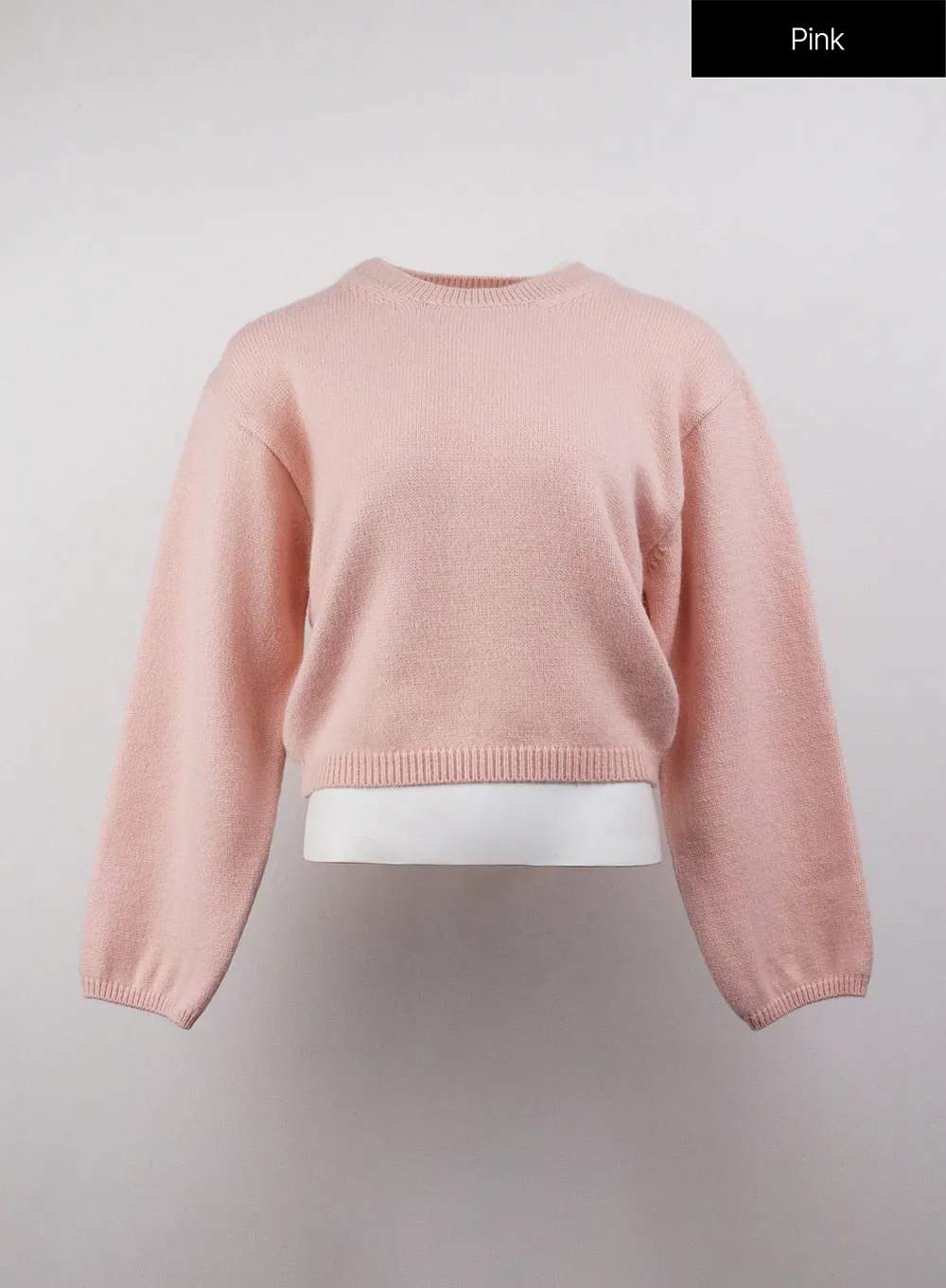 Round Neck Knitted Long Sleeve Sweater OJ415