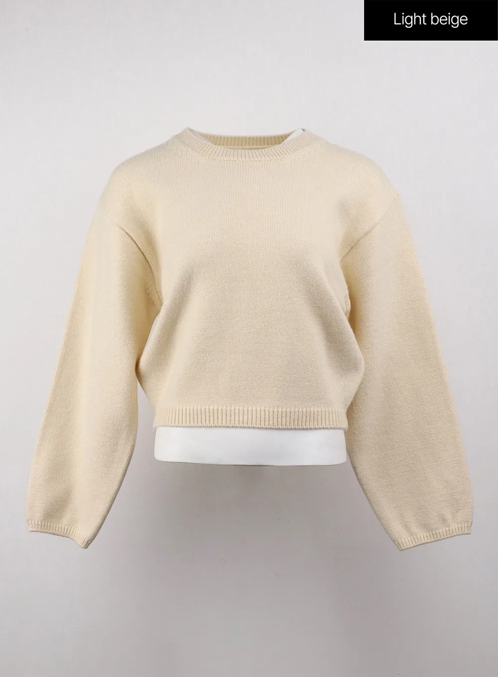 Round Neck Knitted Long Sleeve Sweater OJ415