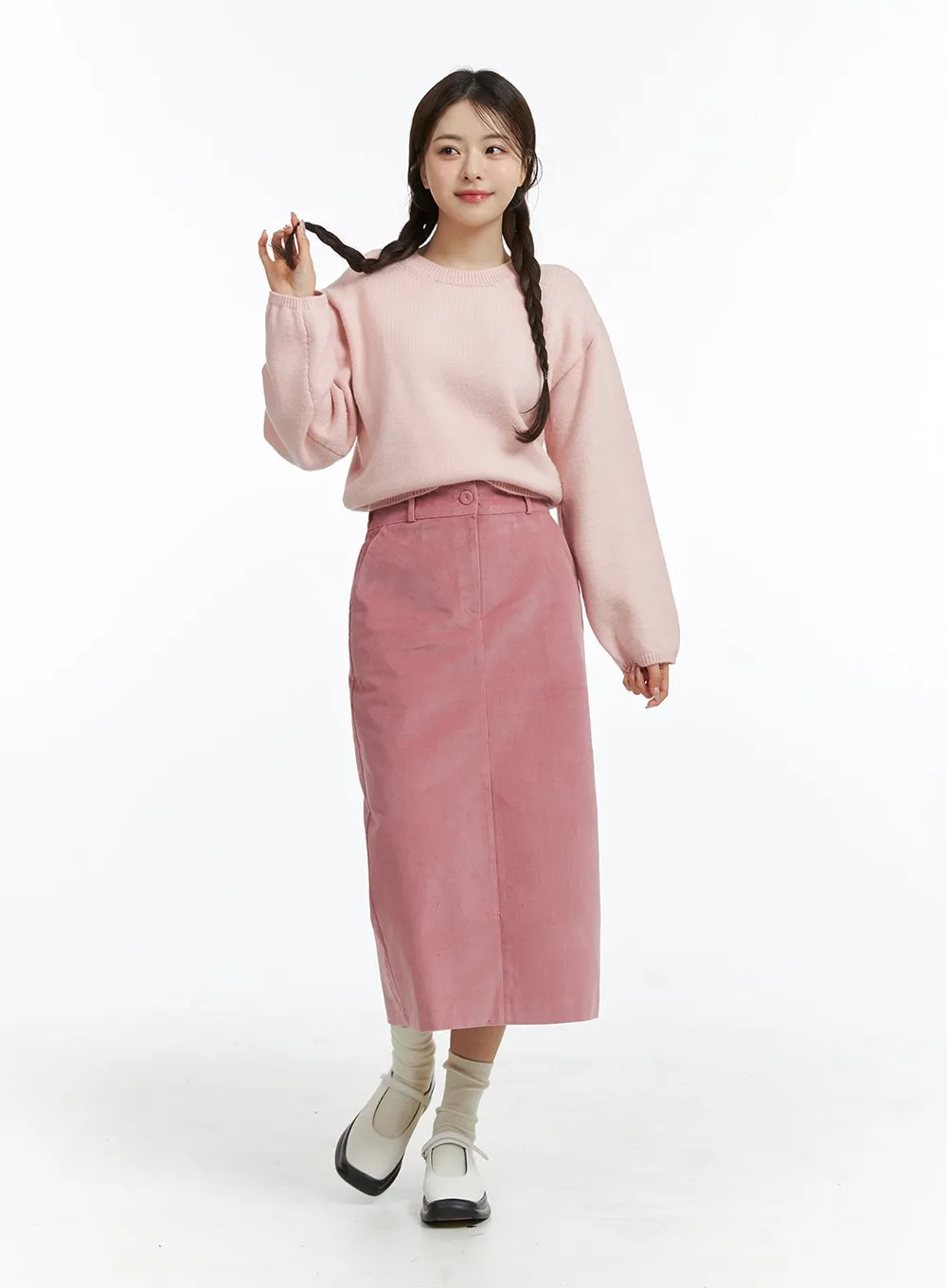 Round Neck Knitted Long Sleeve Sweater OJ415