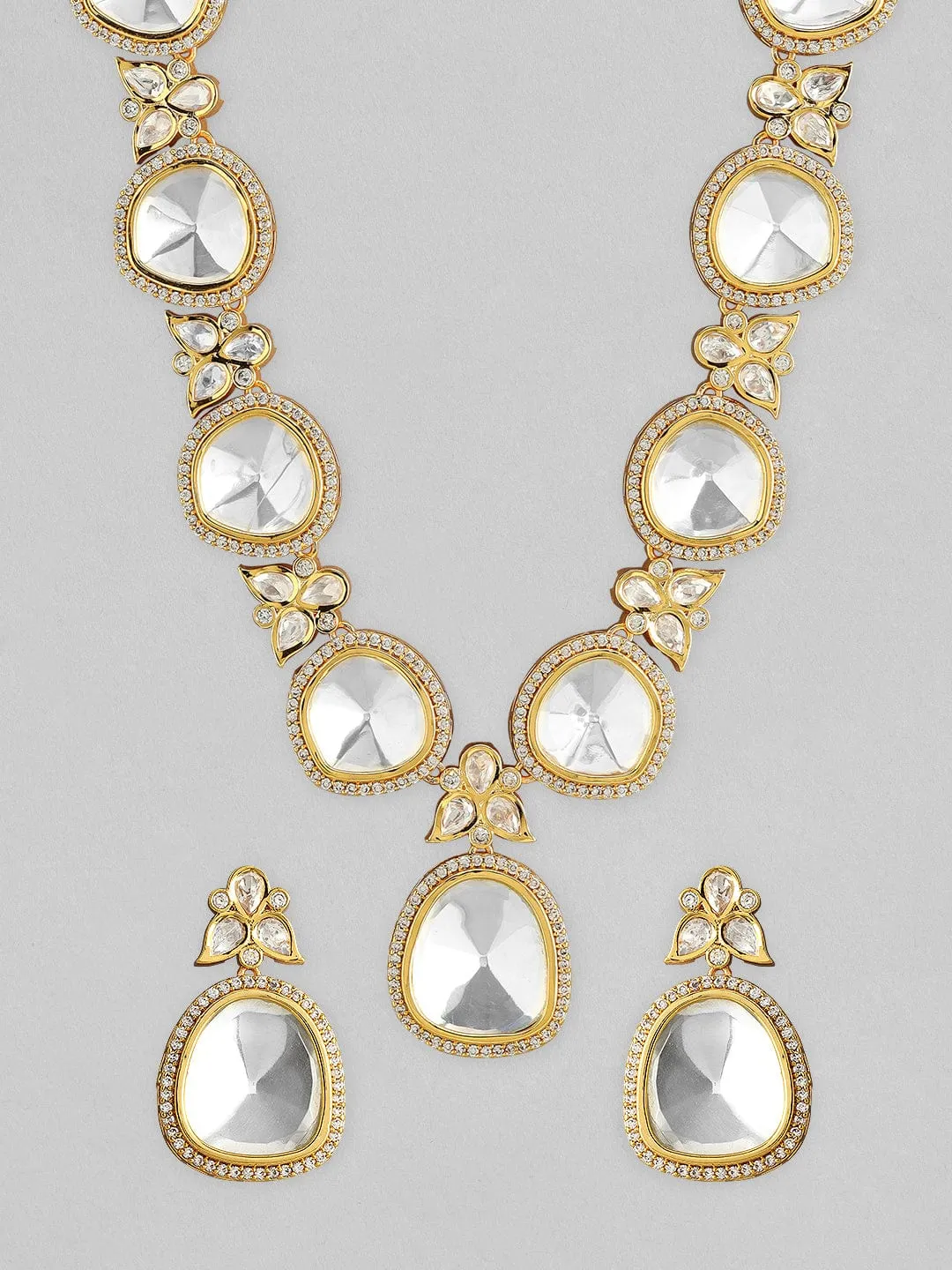 Rubans 22K Gold Plated Polki Necklace Set With Beautiful Design