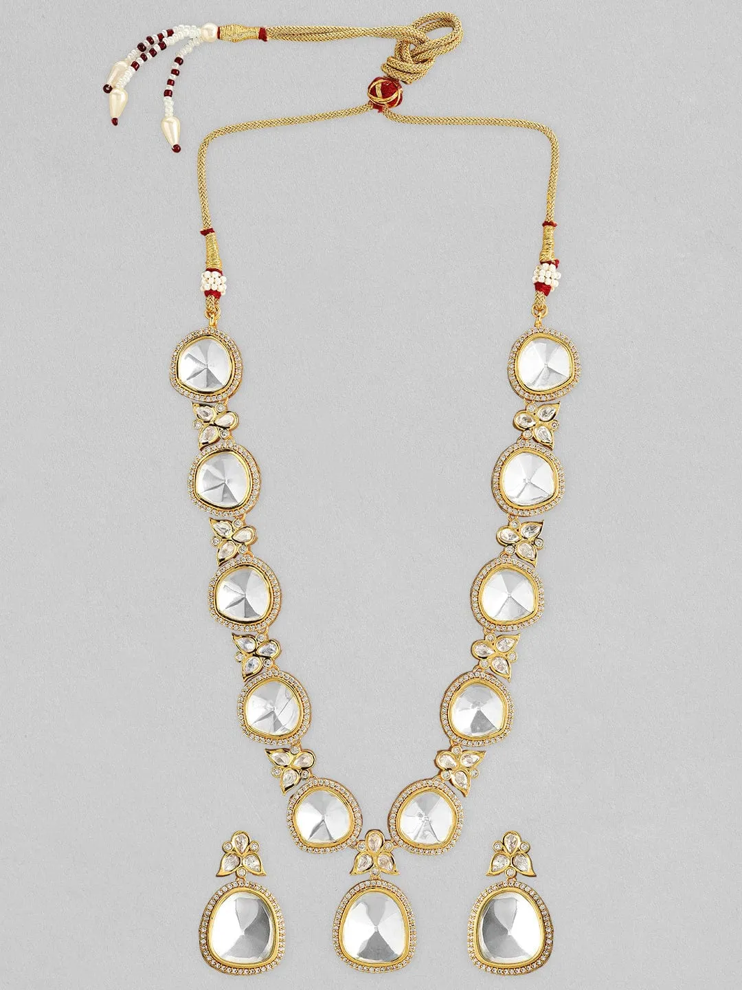 Rubans 22K Gold Plated Polki Necklace Set With Beautiful Design