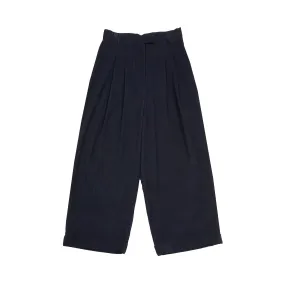 Runaway Bicycle Kent Pleated Pants in Charcoal Indigo Lightweight Cotton