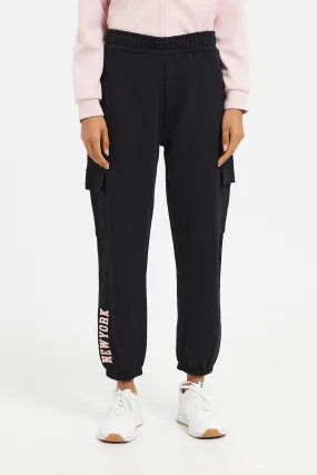 Senior Girls Plain Black Track Pants