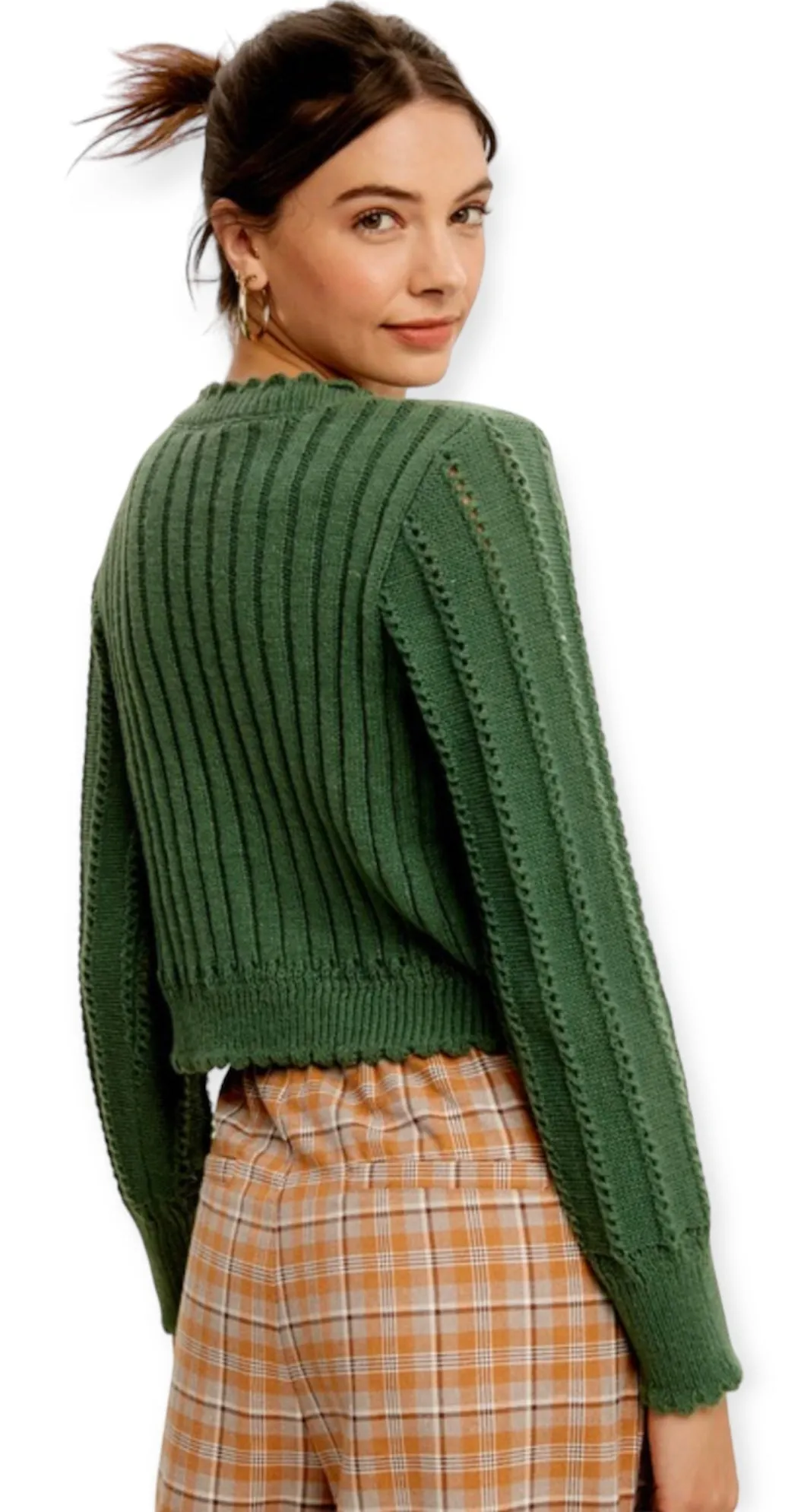 Sofia Green Cardigan Sweater