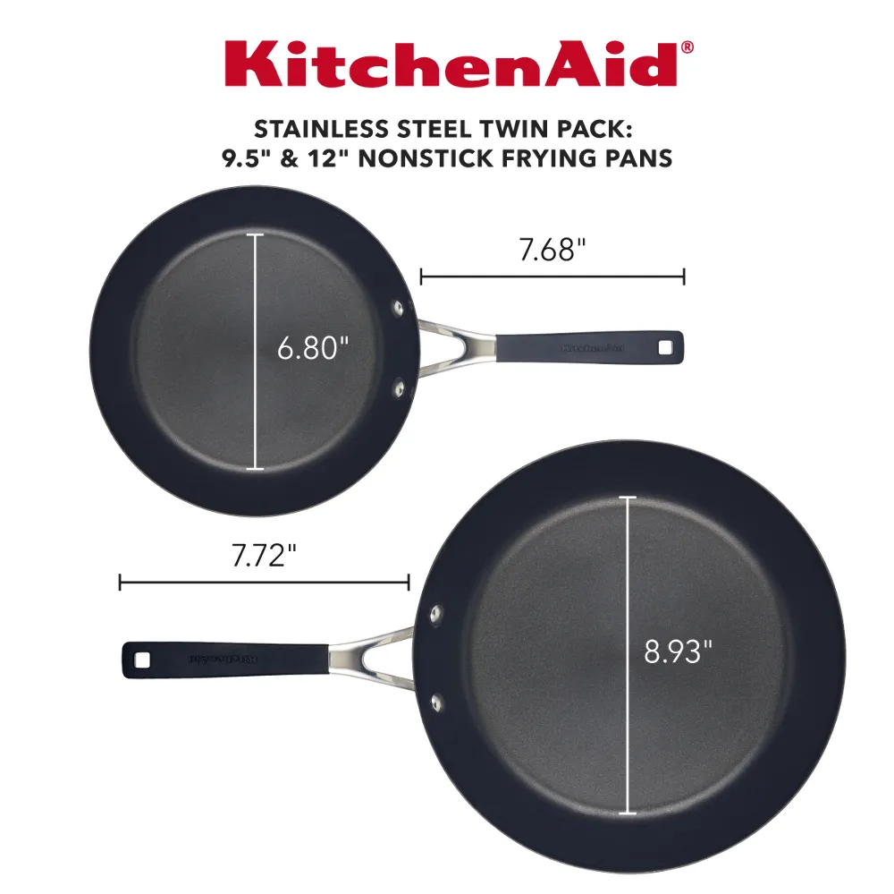 Stainless Steel Nonstick 2-Piece Frying Pan Set