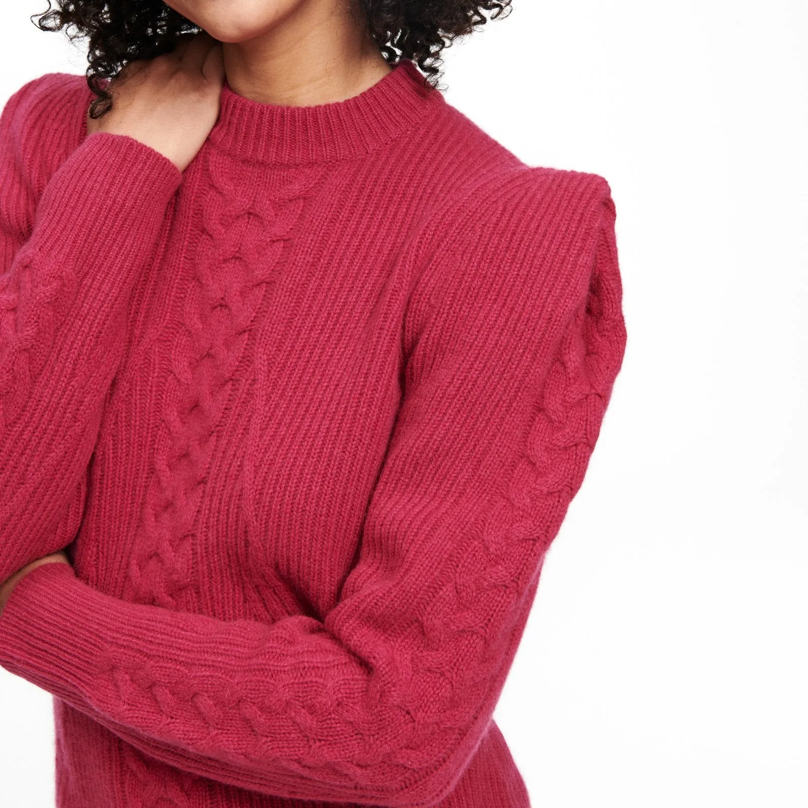 Structured Shoulder Cable Knit Sweater