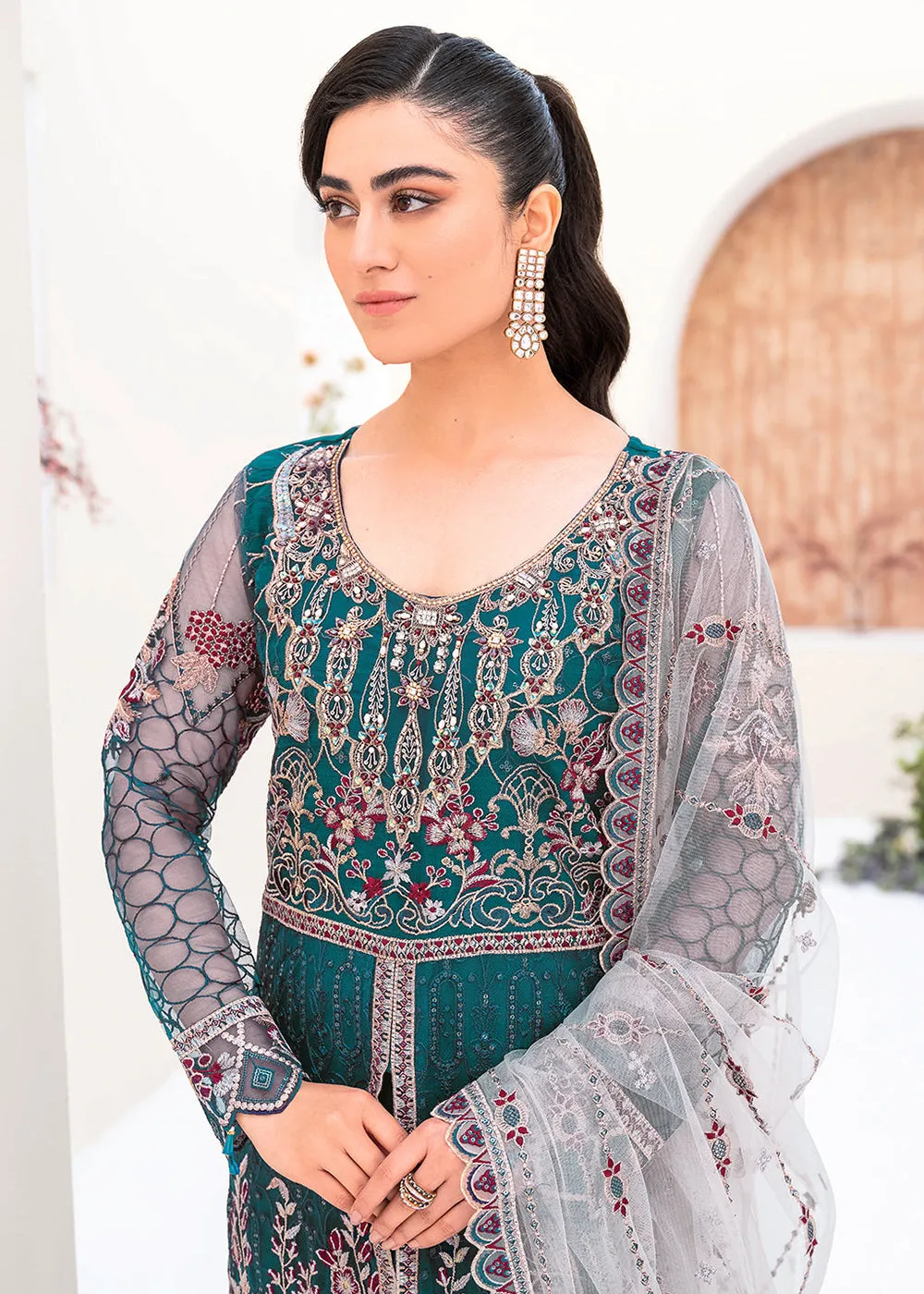 Teal Net Embroidered Suit - Ramsha Minhal Collection Vol 8 - #M-810