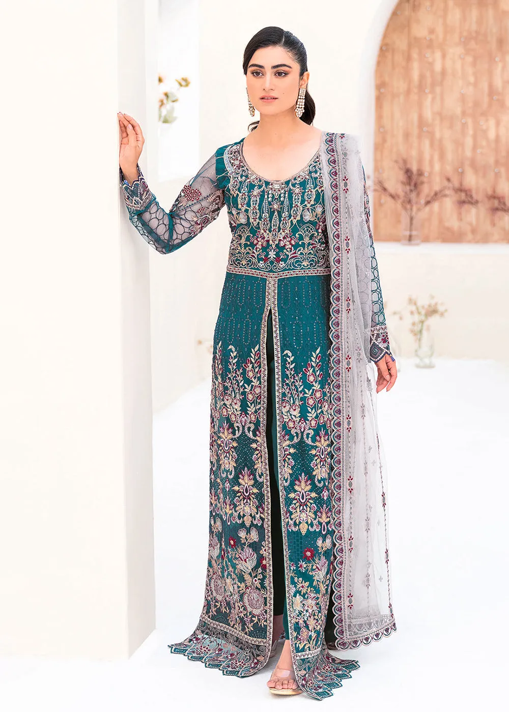 Teal Net Embroidered Suit - Ramsha Minhal Collection Vol 8 - #M-810