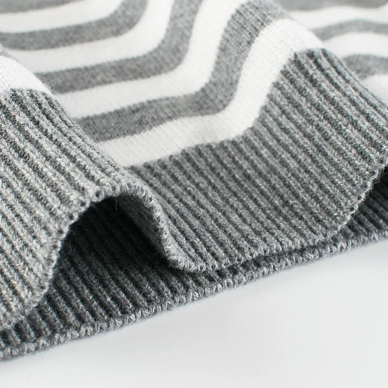 Toddler Boy Striped Gray Knit Sweater