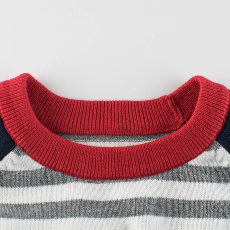 Toddler Boy Striped Gray Knit Sweater