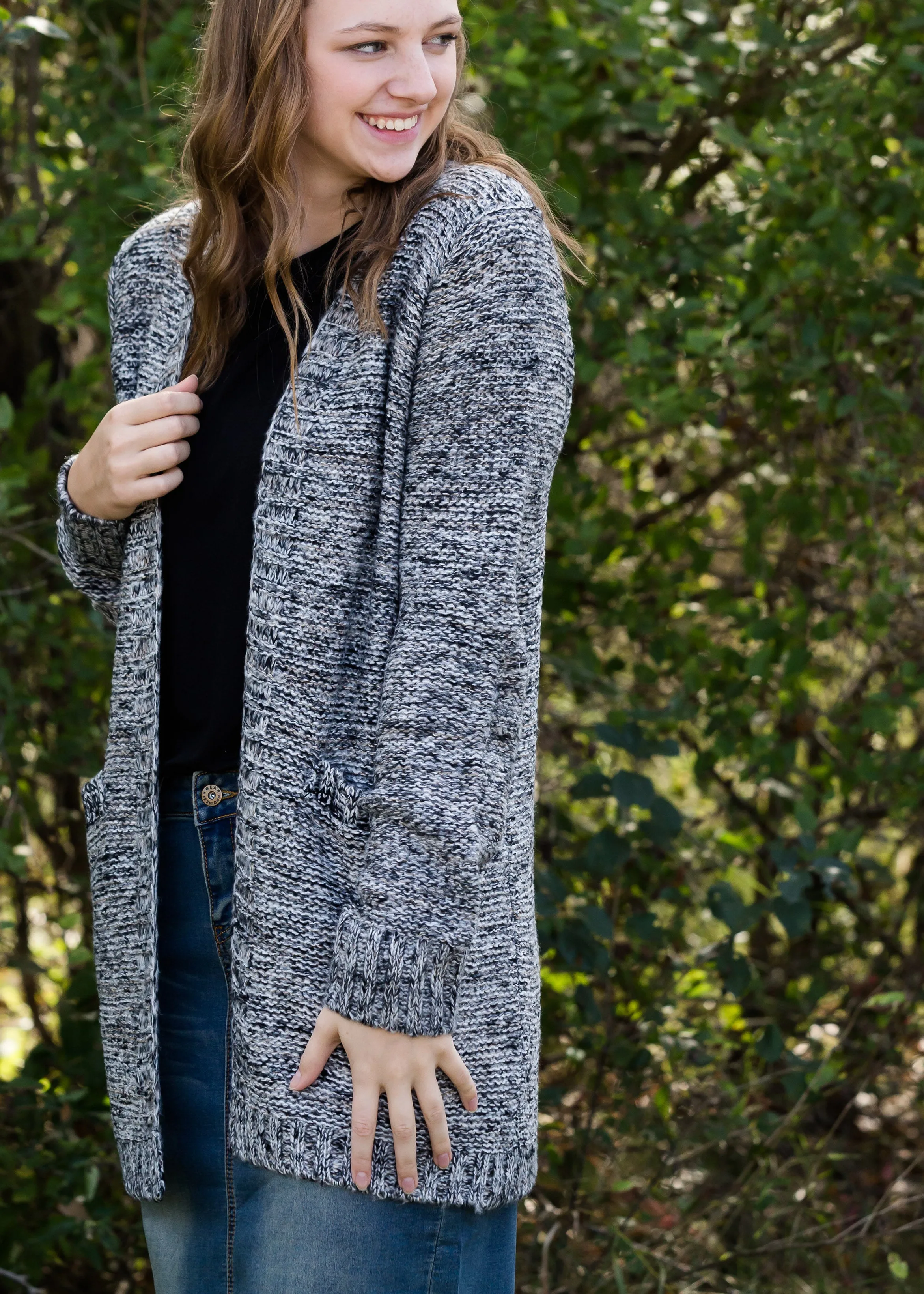 Tri-Tone Textured Open Cardigan - FINAL SALE