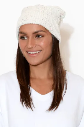 Tullah White Pom Pom Beanie