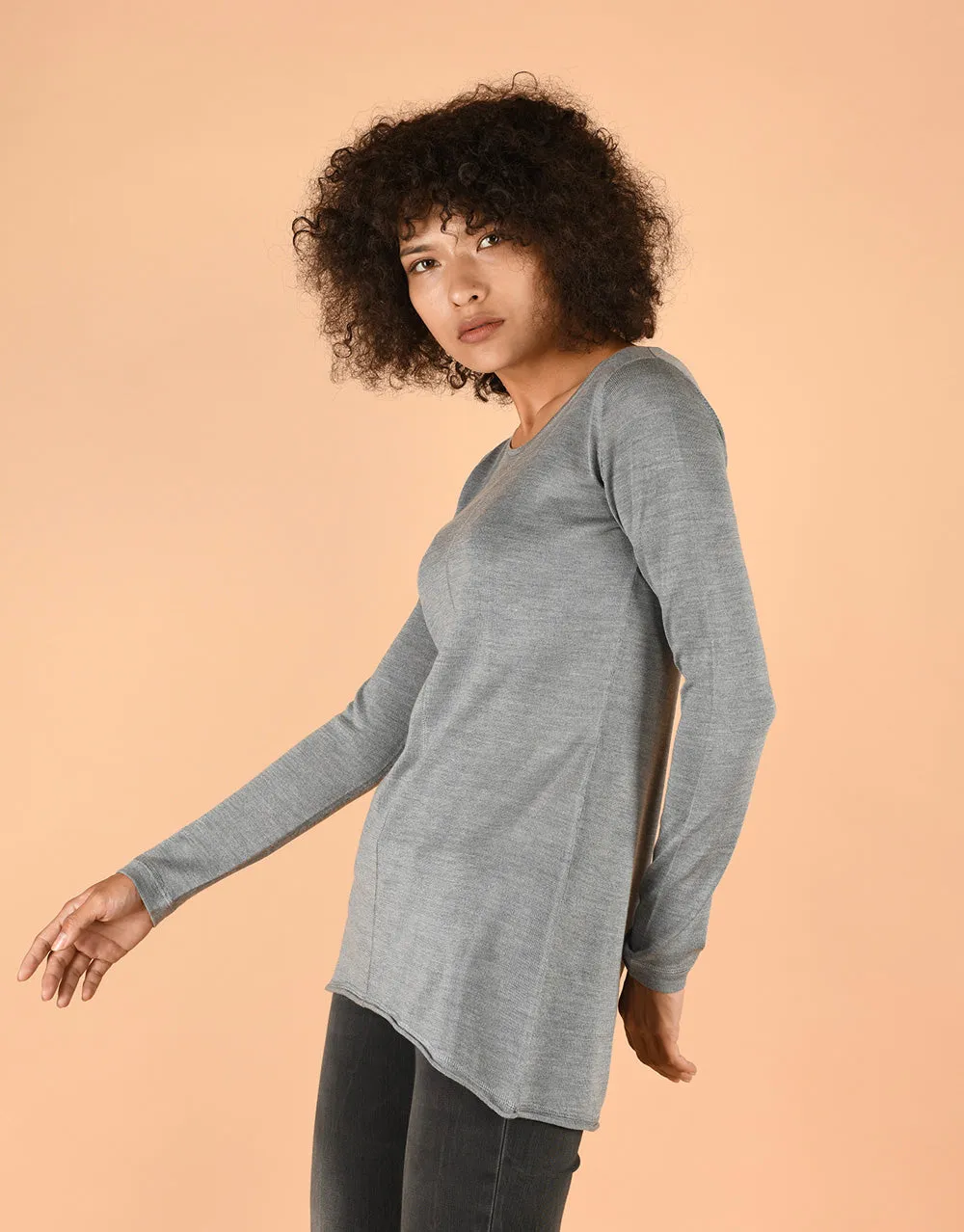 Ultrafine Fitted Sweater in Grey