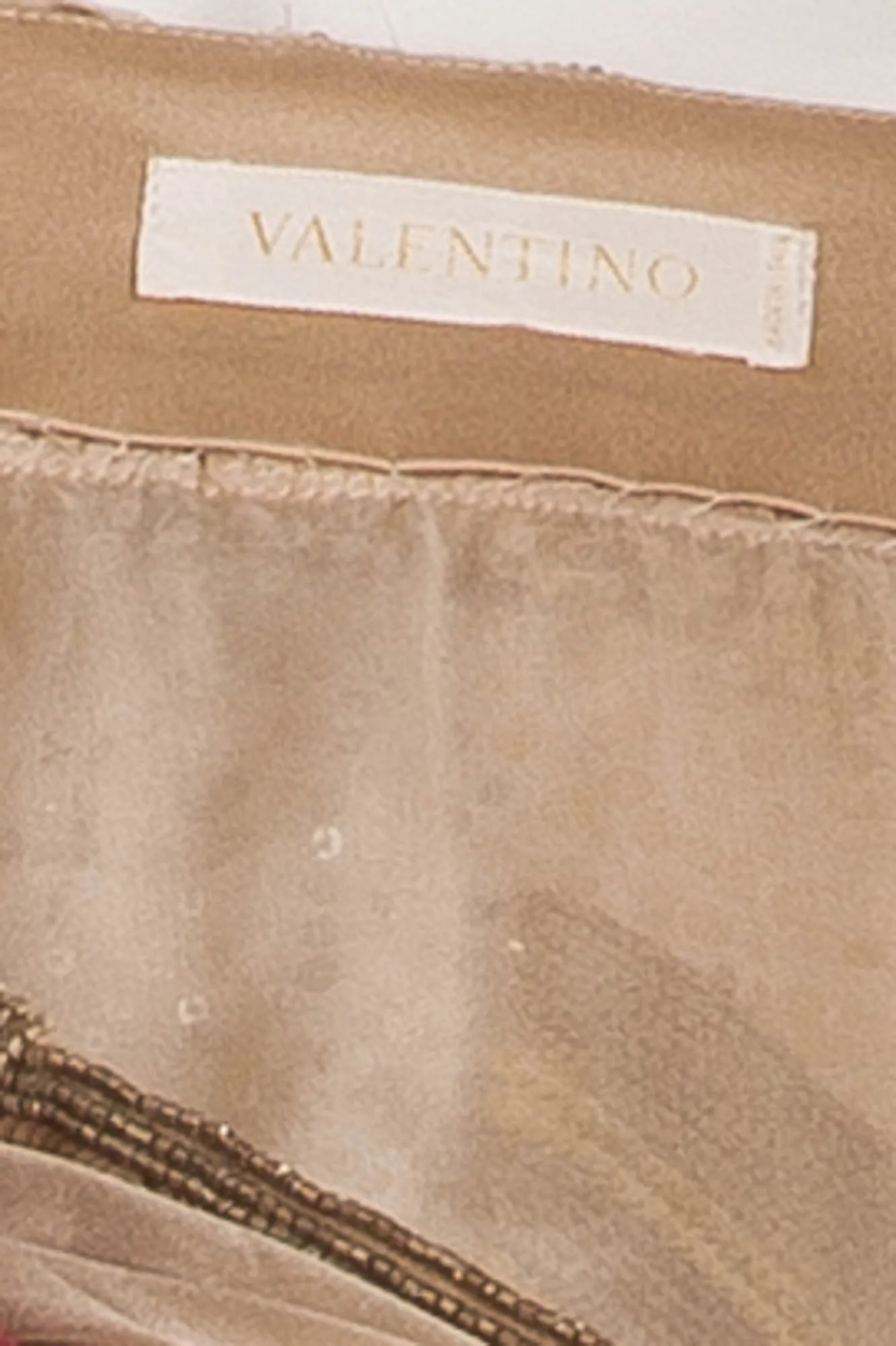 Valentino - IT 40 ,New Cream, Gold and Silver Sequin Pencil Skirt with Chiffon Belt -