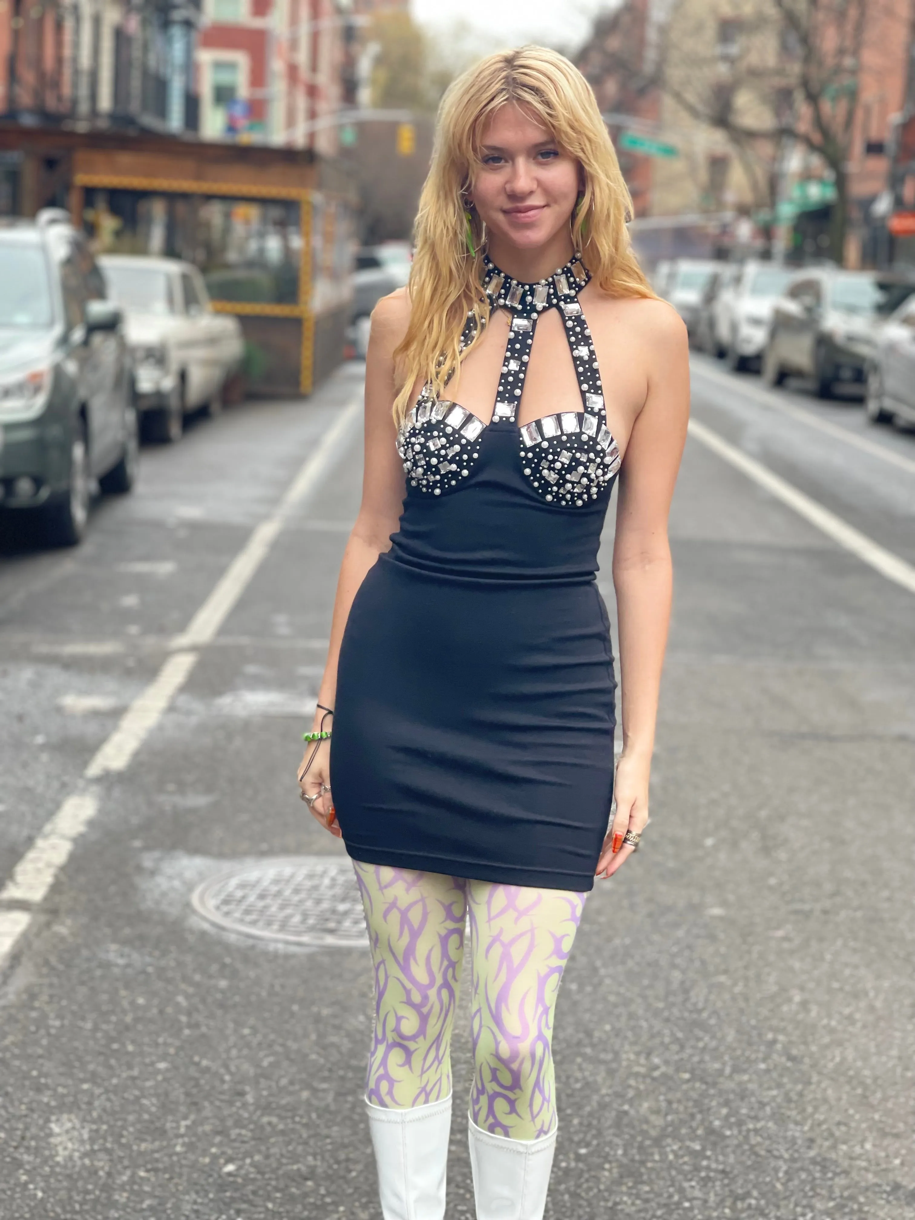 Vintage 90s Gem Studded Bustier Dress