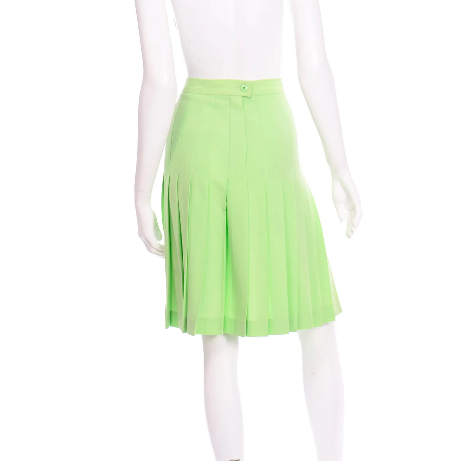 Vintage Pastel Lime Green Escada Margaretha Ley Pleated Skirt