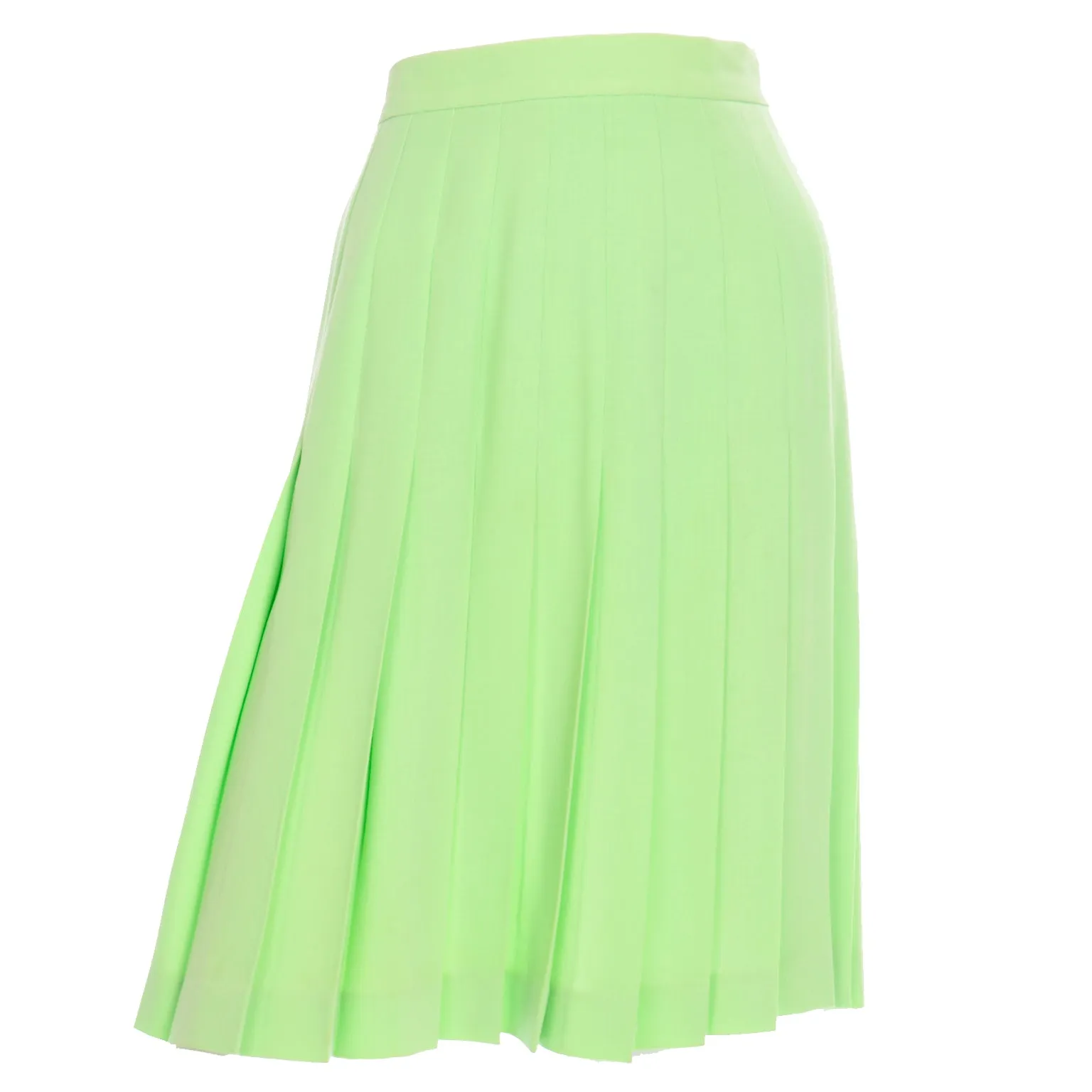 Vintage Pastel Lime Green Escada Margaretha Ley Pleated Skirt