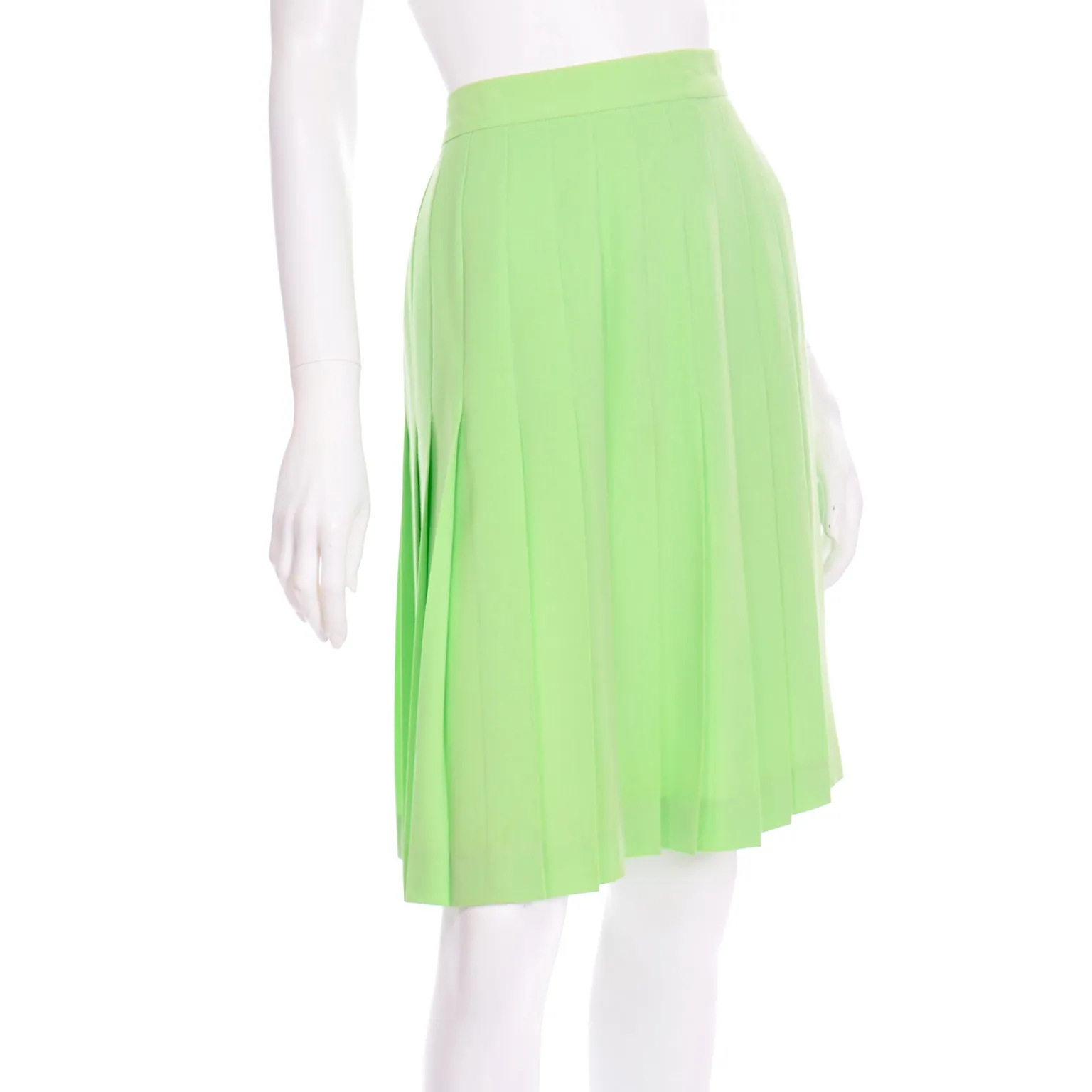 Vintage Pastel Lime Green Escada Margaretha Ley Pleated Skirt