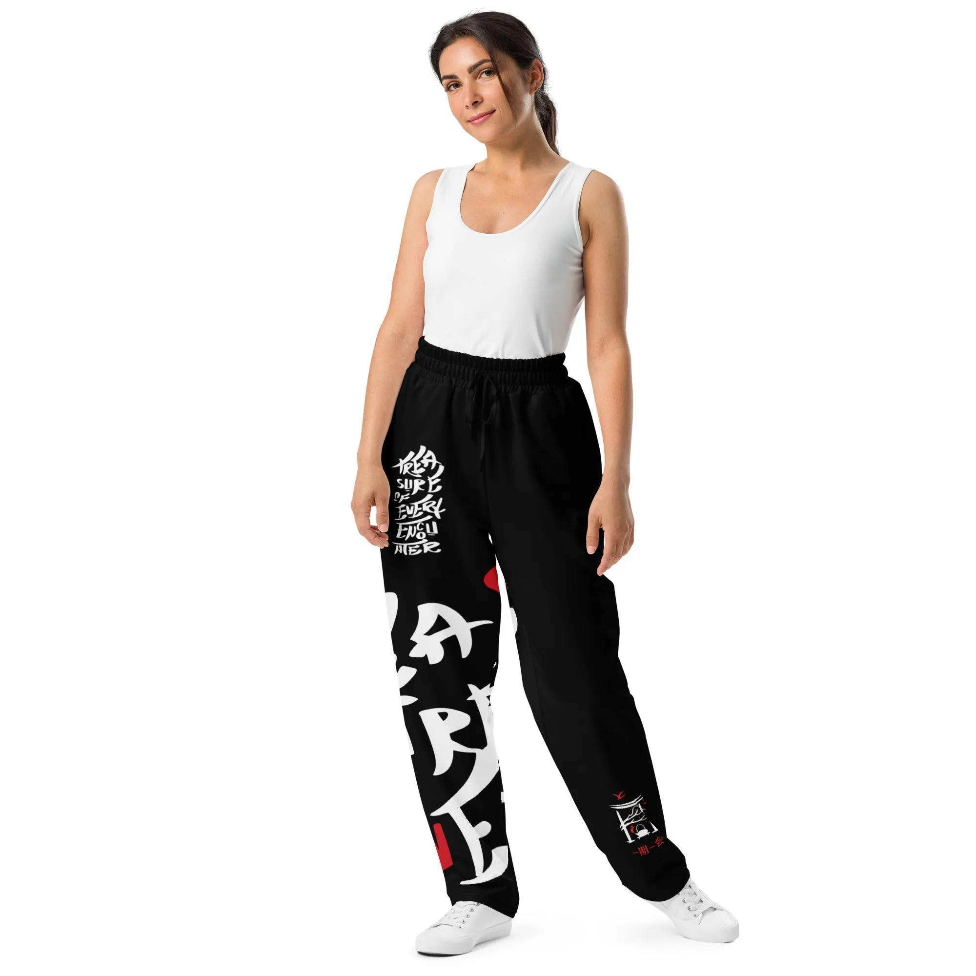 Wide-Leg Joggers - Treasure of Every Encounter Digital Print by Los Gusanos | High Waist, Tailored Wide Leg Pants