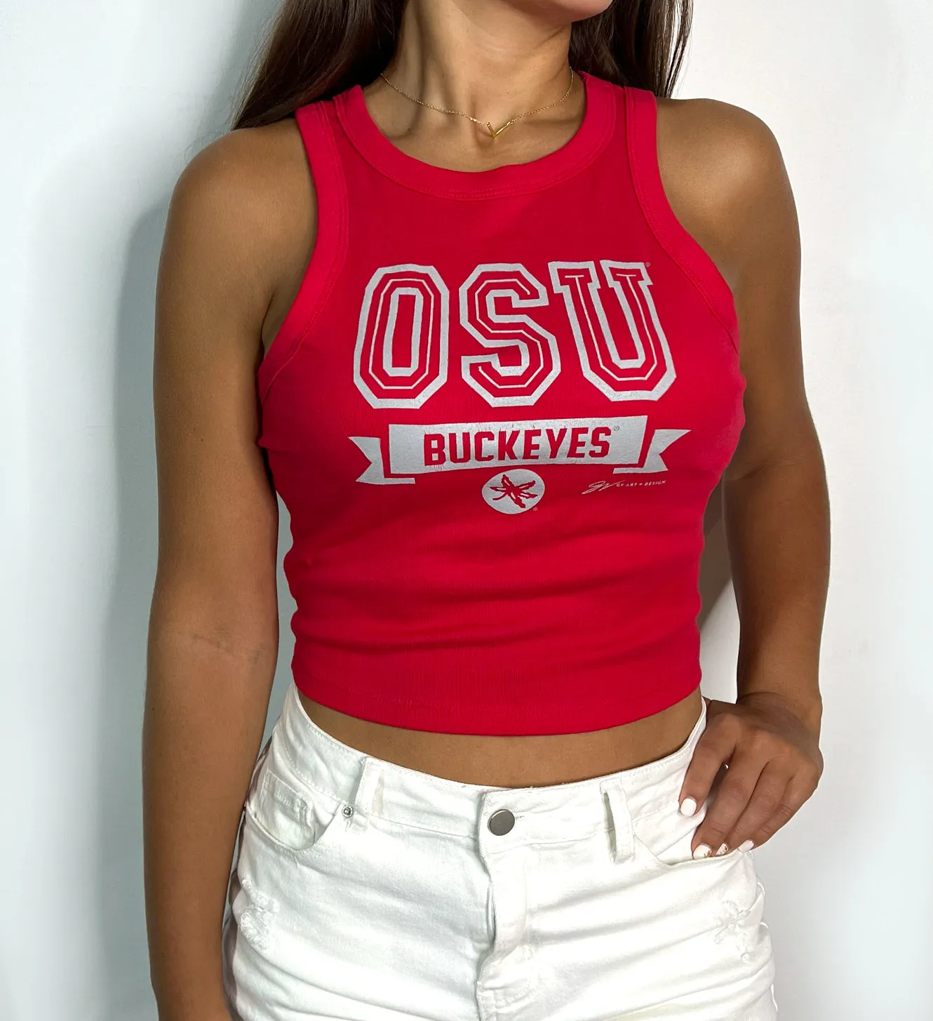 Womens OSU Outline Micro Rib Tank