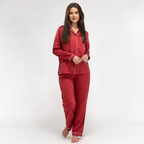 Women's Red Satin Trouser Pyjamas