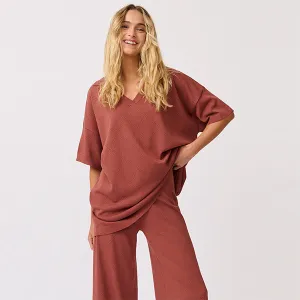 Zarelle Collared Tee - Cocoa Knit